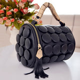 2020 New Women Ladies  Leather Cylinder Handbags