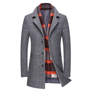 business men's wear scarf collar wool coat