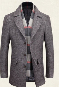 business men's wear scarf collar wool coat