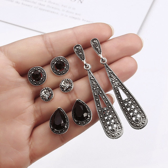 JN0140 Vintage Retro Crystal Earrings For Women