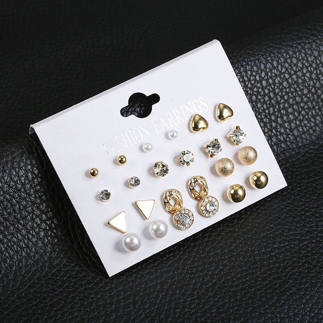 JN0140 Vintage Retro Crystal Earrings For Women