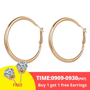 17KM Vintage Gold Round Metal Sequin Stud Earrings For Women