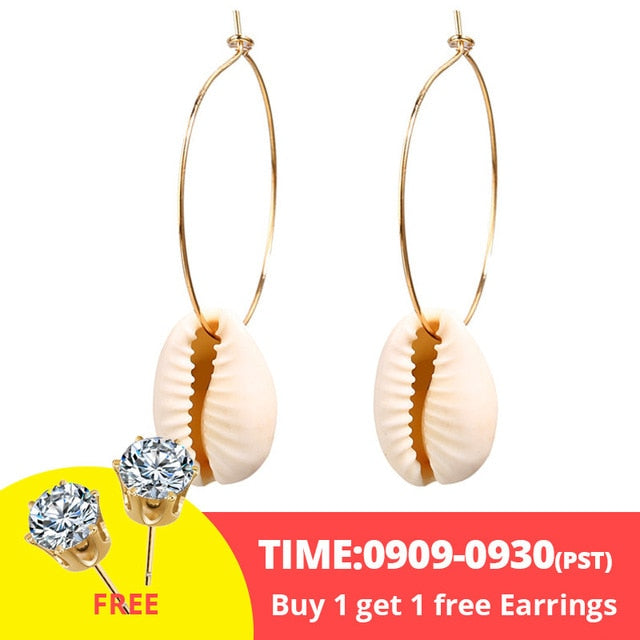 17KM Vintage Gold Round Metal Sequin Stud Earrings For Women