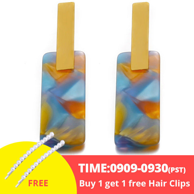 17KM Vintage Gold Round Metal Sequin Stud Earrings For Women