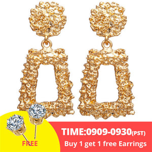 17KM Vintage Gold Round Metal Sequin Stud Earrings For Women
