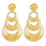 17KM Vintage Gold Round Metal Sequin Stud Earrings For Women