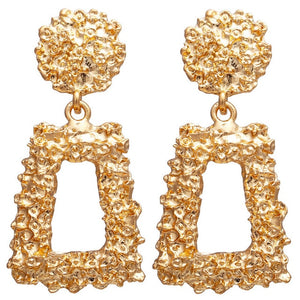 17KM Vintage Gold Round Metal Sequin Stud Earrings For Women