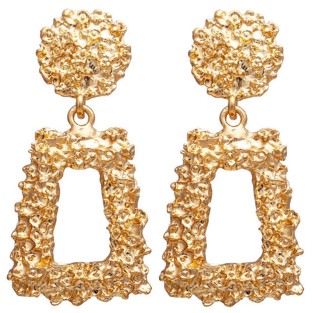17KM Vintage Gold Round Metal Sequin Stud Earrings For Women