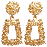 17KM Vintage Gold Round Metal Sequin Stud Earrings For Women