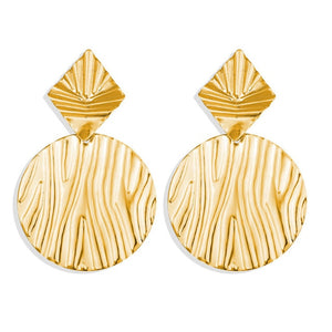 17KM Vintage Gold Round Metal Sequin Stud Earrings For Women