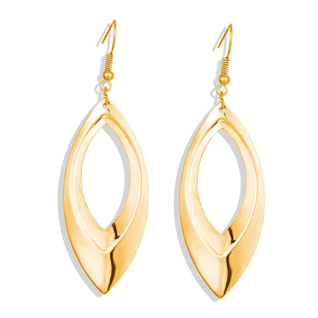 17KM Vintage Gold Round Metal Sequin Stud Earrings For Women
