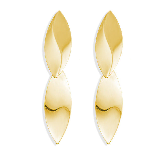 17KM Vintage Gold Round Metal Sequin Stud Earrings For Women