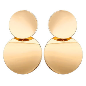 17KM Vintage Gold Round Metal Sequin Stud Earrings For Women