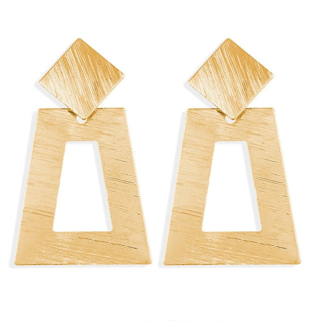 17KM Vintage Gold Round Metal Sequin Stud Earrings For Women