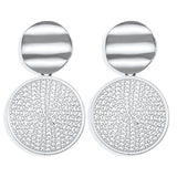 17KM Vintage Gold Round Metal Sequin Stud Earrings For Women