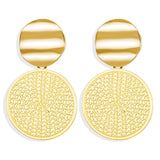 17KM Vintage Gold Round Metal Sequin Stud Earrings For Women