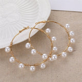 VKME Large Geometric Pearl Earrings for women