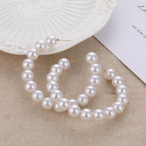 VKME Large Geometric Pearl Earrings for women