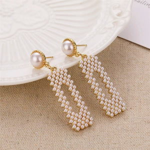 VKME Large Geometric Pearl Earrings for women