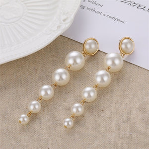 VKME Large Geometric Pearl Earrings for women