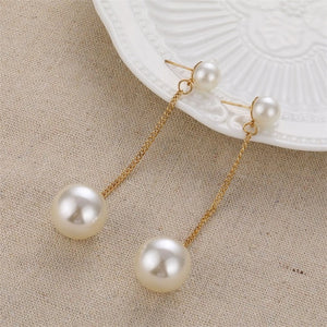 VKME Large Geometric Pearl Earrings for women