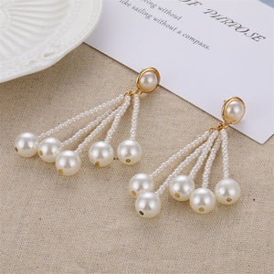 VKME Large Geometric Pearl Earrings for women