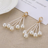 VKME Large Geometric Pearl Earrings for women