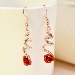 Fashion Hot Lover Rose Flower Shape Rhinestones Crystal Earring