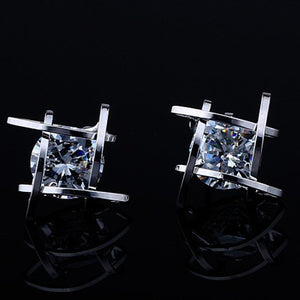 Geometric hollow square triangle zircon earrings