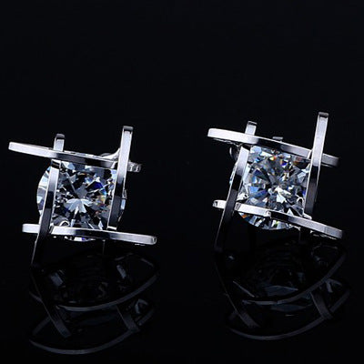 Geometric hollow square triangle zircon earrings