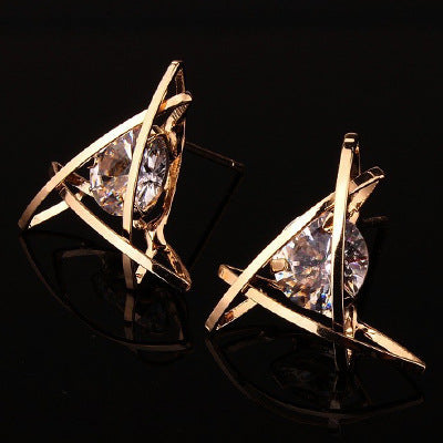 Geometric hollow square triangle zircon earrings