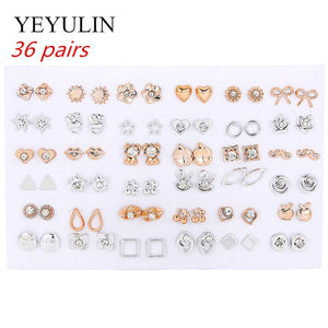 36Pairs/18pairs Earrings Mixed Styles