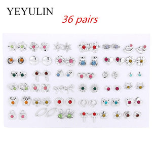 36Pairs/18pairs Earrings Mixed Styles