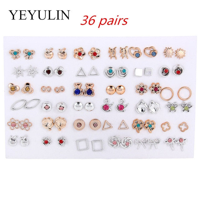 36Pairs/18pairs Earrings Mixed Styles