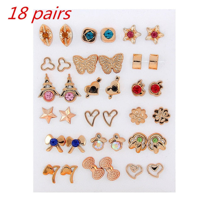 36Pairs/18pairs Earrings Mixed Styles