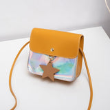 Girl Purse Handbag Children Solid Transparent Laser Leather