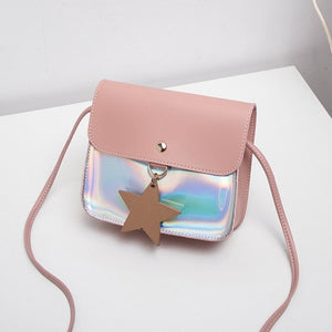 Girl Purse Handbag Children Solid Transparent Laser Leather