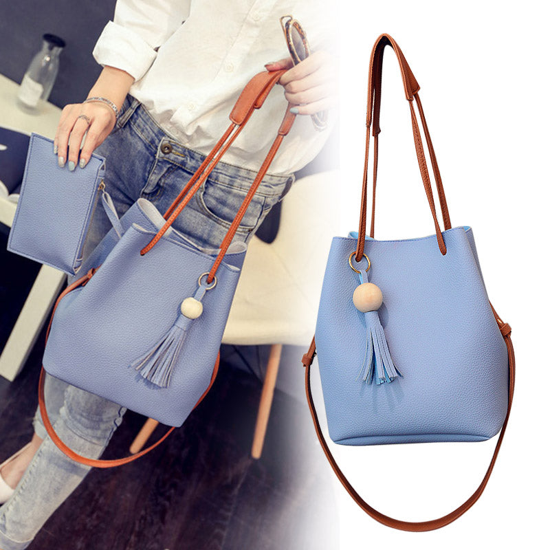 New Hot Women PU Leather Bucket Shoulder Bag