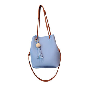 New Hot Women PU Leather Bucket Shoulder Bag