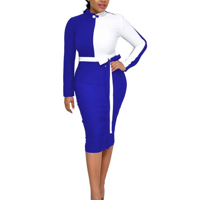 Slim Ladies Patchwork Long Sleeves Female office wear