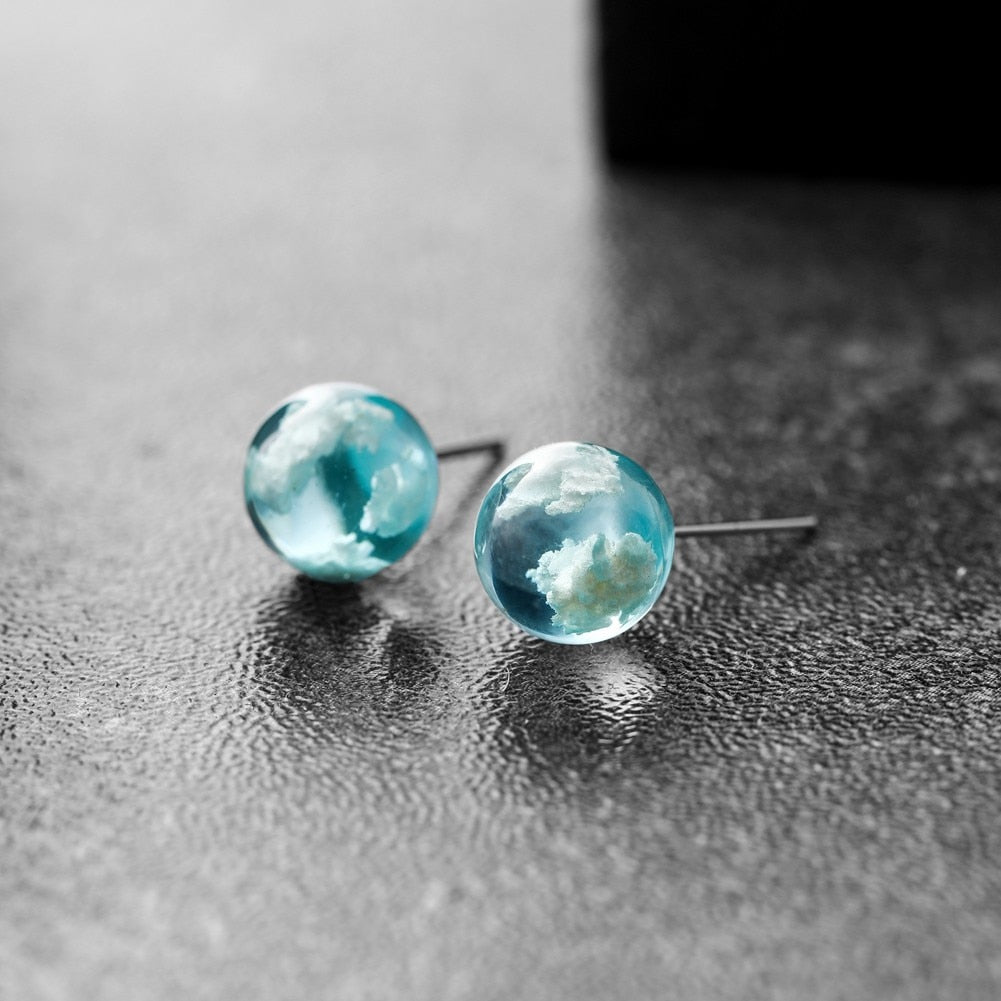 Chic Transparent Resin Rould Ball Stud Earring