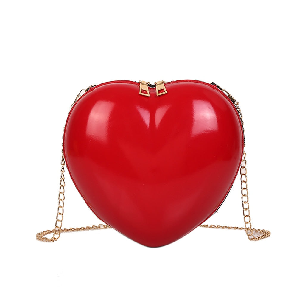 Women Zipper Love Heart Shaped Crossbody Bags