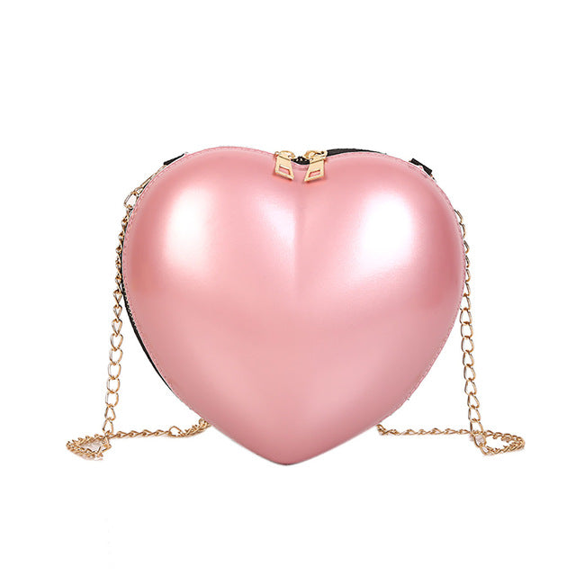 Women Zipper Love Heart Shaped Crossbody Bags