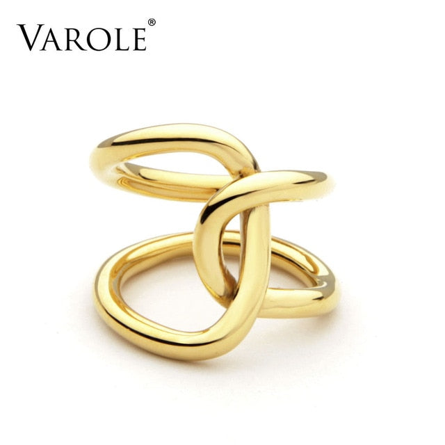 VAROLE Double Line Cross winding Rings For Women