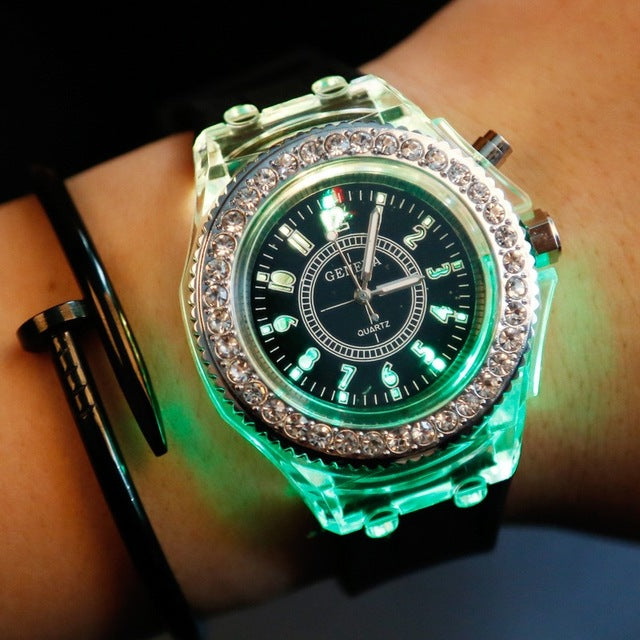 Silicone LED Luminous Fashion Ladies Outdoor colourful Watch