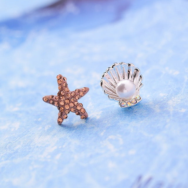 Cute Crab Shell Stud Earrings Ocean Star fish Earrings for