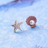 Cute Crab Shell Stud Earrings Ocean Star fish Earrings for