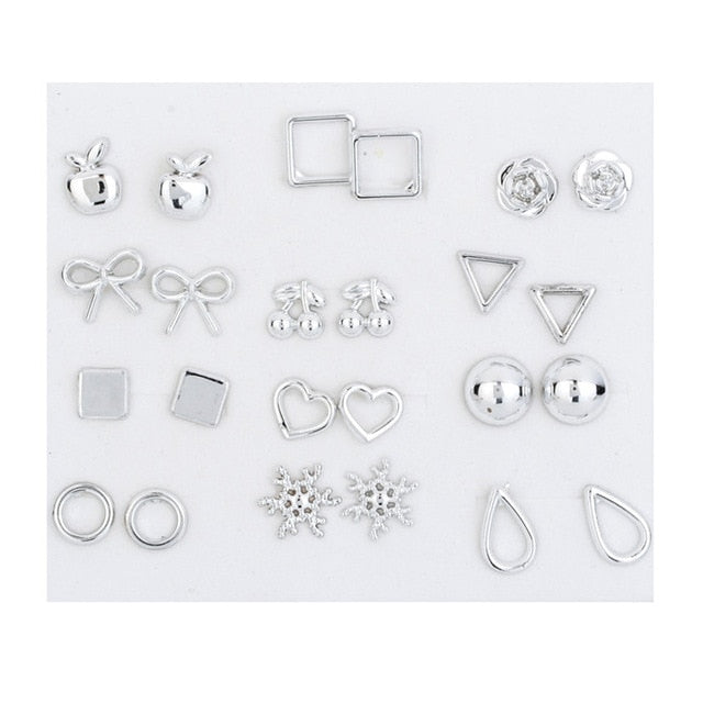 Fashion Crystal Stud Earring Mix Style Gold Silver