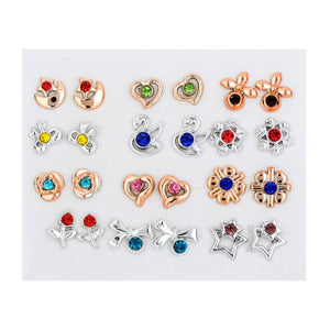 Fashion Crystal Stud Earring Mix Style Gold Silver