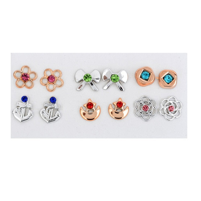 Fashion Crystal Stud Earring Mix Style Gold Silver